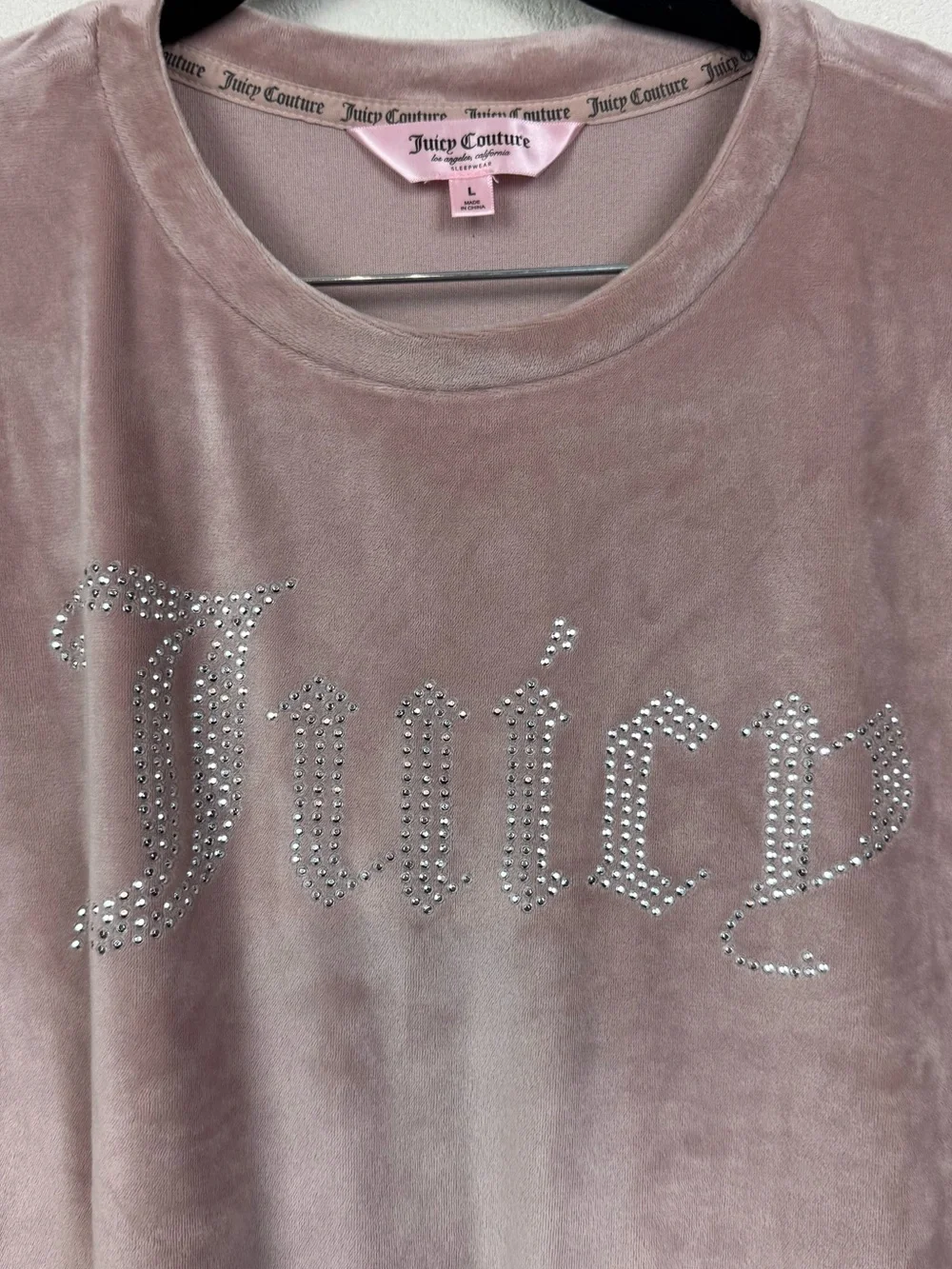 Pink Juicy Couture Velour Rhinestone Pajama Set mauve sz L